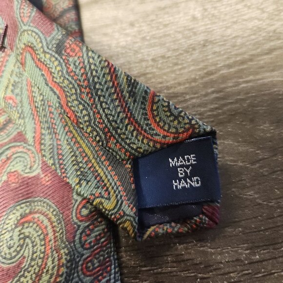 Polo Ralph Lauren Vintage Tie 100% Silk Made By Hand 70's Retro Paisley USA Made - Picture 3 of 5